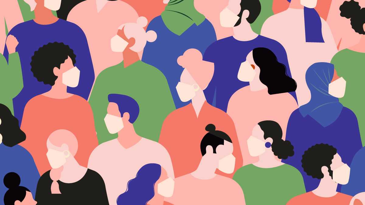 Verschillende mensen met mondmaskers