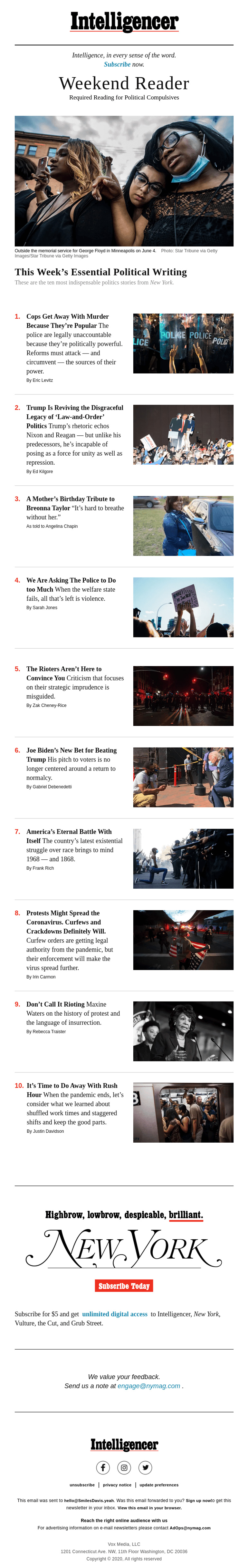 Subject: America's Reckoning