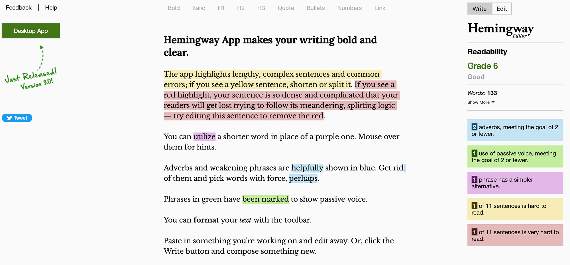 Hemingway app
